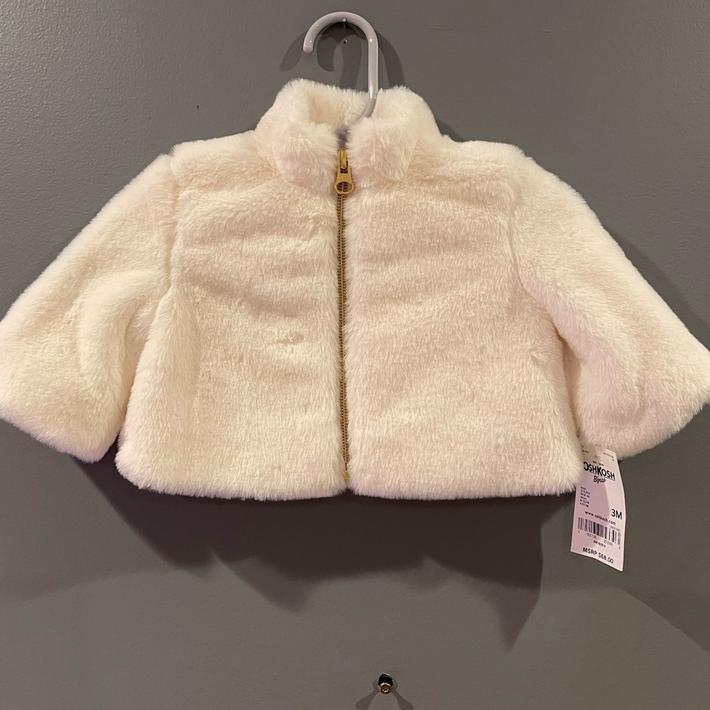 3 month never worn white furry jacket